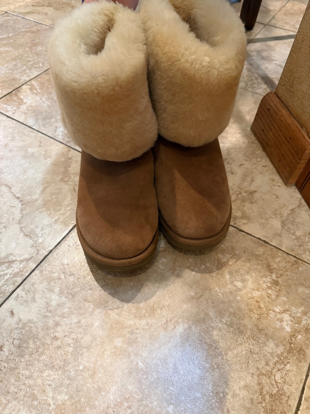 UGG Tall Shearling-Lined Suede Boots in Chestnut Brown